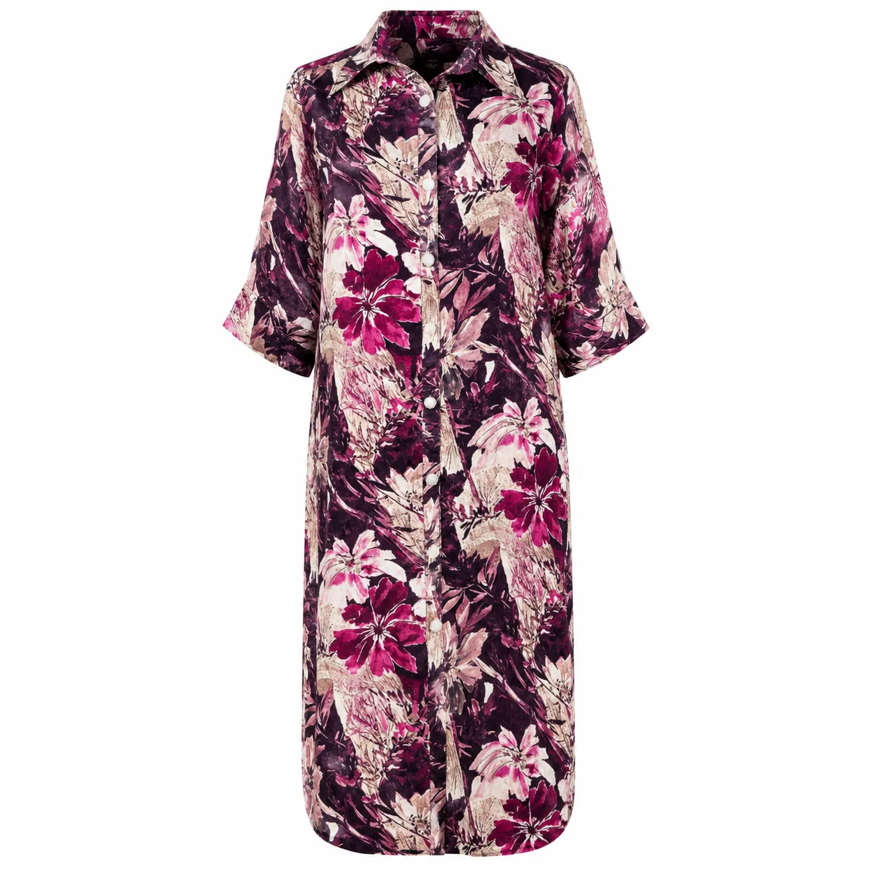 Purple Floral Printed Long Shirt
